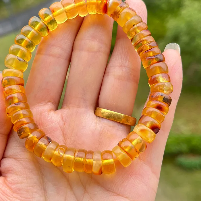 Authentic Mystic's Embrace: The Enchanted Baltic Plant Amber Bracelet