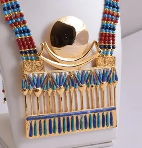 Authentic The Celestial Pharaoh Amulet: Tutankhamun Lotus and Lunar 24K Gold Necklace
