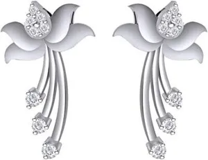 Authentic Lotus Luminescence: 1/5ct Diamond Lotus Earrings in Sacred Silver