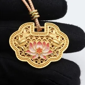 Authentic Golden Lotus Of Auspicious Wishes A Sacred Pendant Of Spiritual Elevation