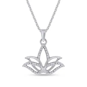 Authentic The Awakening Lotus Diamond Amulet in Sterling Silver