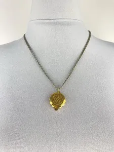 Authentic Vintage Gold Plated SOS Talisman Pendant on Byzantine Link Chain