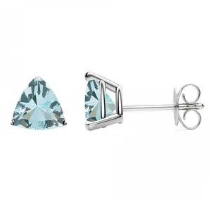 Authentic Celestial Azure Trillion Studs: Aquamarine Radiance