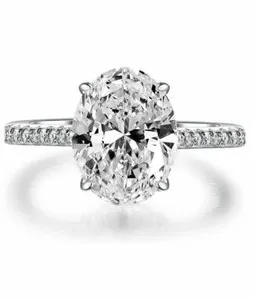 Authentic 18k White Gold Plated Large 7.00 CTTW Oval Cut Engagement Ring Sizes 6 - 9
