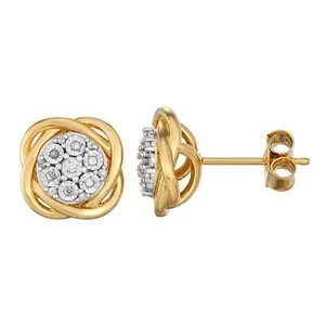 Authentic Eternal Bond Diamond Knot Talisman - Sacred Union Gold Plated Stud Earrings