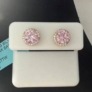 Authentic Rose‑Gold Whisper of the Pink Dawn – 6mm Sapphire‑Heart Earrings