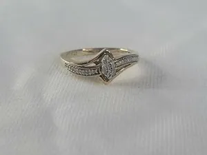 Authentic Radiant Solstice: 10K Gold Plated Sterling Silver Diamond Ring