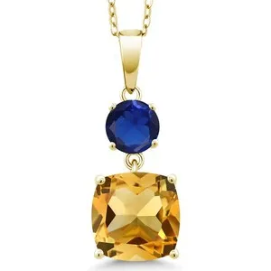 Authentic Radiant Solar Sovereign: The Citrine and Sapphire Celestial Pendant