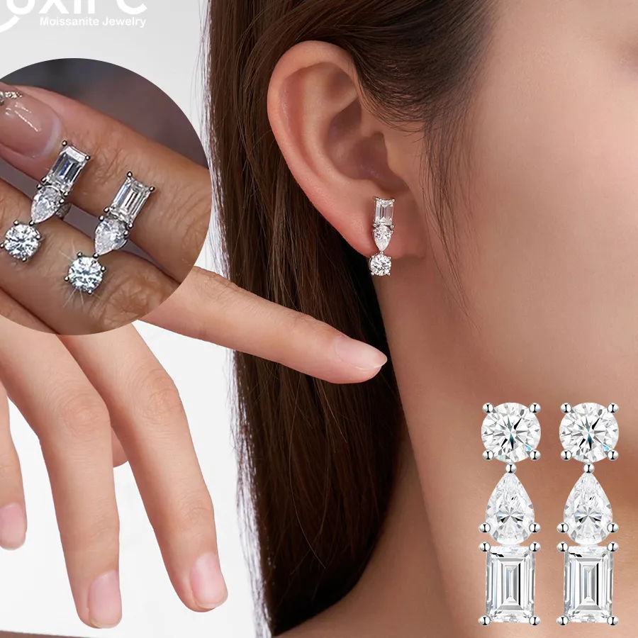 Authentic Celestial Radiance: The Luminous Moissanite Drop Earrings
