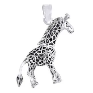 Authentic The Gentle Watcher: 14K White Gold Plated Silver Giraffe Pendant