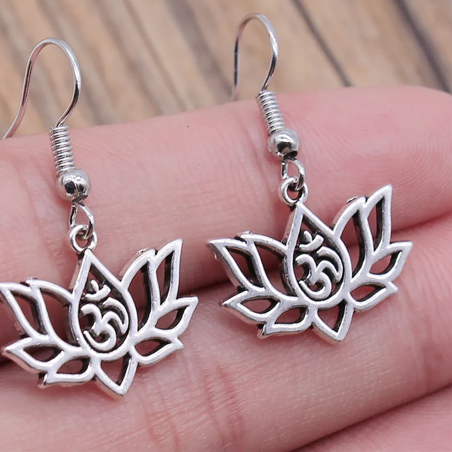 Authentic Lotus of Eternal Resonance: Sacred Om Drop Earrings