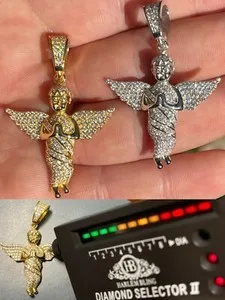 Authentic HipHop Praying Angel Pendant 925 Silver Gold Plated MOISSANITE Pass Diamond Test
