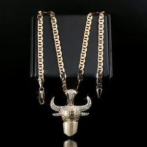 Authentic The Taurus Vanguard: 14k Gold-Plated Flat Mariner Chain and Masked Bull Talisman