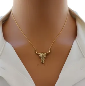 Authentic Desert Bull's Golden Heart: 18K Engraved Guardian Pendant