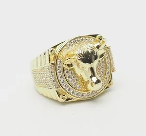 Authentic The Golden Taurus: Pave Crystal Bull Head Talisman Ring Size 8.5
