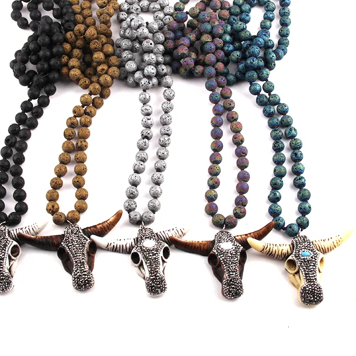Authentic The Obsidian Horizon: Bohemian Lava Stone and Paved Bull Head Talisman