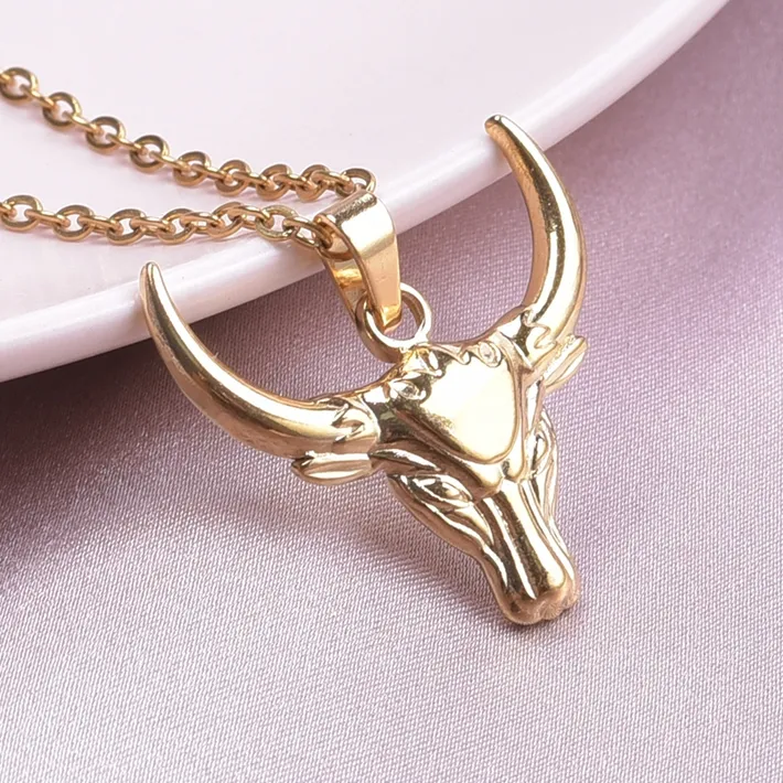 Authentic 1Pc Vintage Gothic Bull Head Pendant Animal Amulet Necklace Women Men Mexican Ox Head Necklaces Punk Jewelry