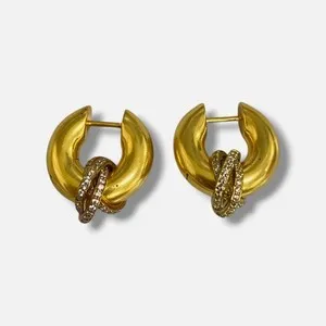 Authentic Shashi Women's 14K-Gold-Plated Super Gaia Cubic Zirconia Hoop Earrings.