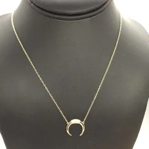 Authentic Radiant Crescent: The 18k Gold Vermeil Horn & Rhinestone Talisman