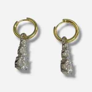 Authentic Starlight Huggie: 14K Gold‑Plated Solita Cubic Zirconia Hoops