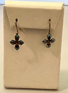 Authentic Salvia Bottonee Cross Enamelled 24kt Gold Plated Sterling Silver Earrings
