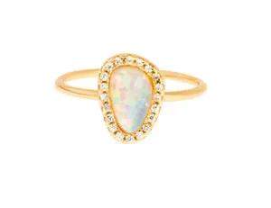 Authentic Luminous White Opal Ring of Divine Clarity