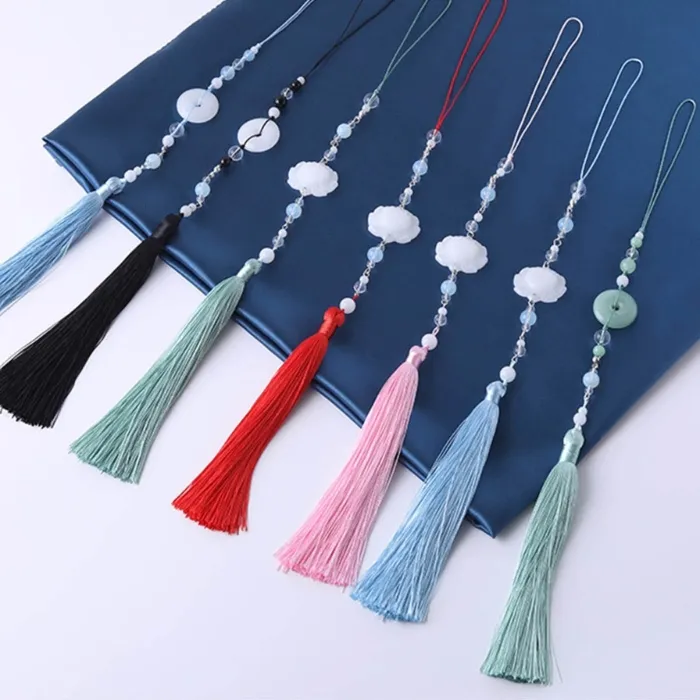 Authentic 31Bb Chinese Hanfu Tassels Pendant Waist Pendants With Imitation Jade Stylish Jewelry For Parties Clothing Accessories