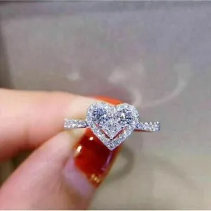 Authentic 1.00 Ct Heart Cut Simulated Diamond Halo Engagement Ring 14K White Gold Plated