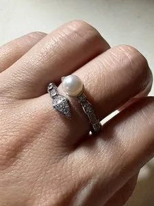 Authentic The Seraphic Dawn: AAA Akoya Saltwater Pearl Ring in 18k White Gold Plate
