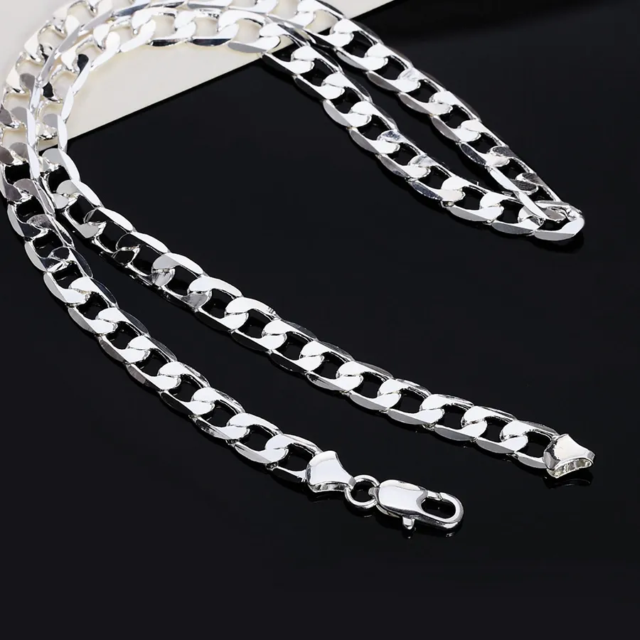 Authentic Hot sale 925 Sterling Silver 6MM Necklace Cuban link chain Jewelry classic 40-60cm For women men Christmas
