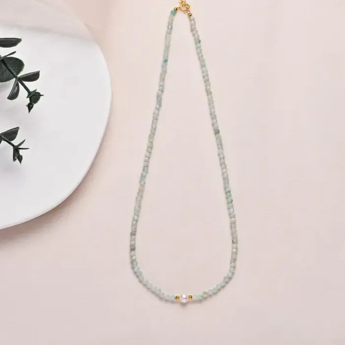 Authentic HENGSHENG Natural Stone White Freshwater Necklaces 5-6mm Single Near Round Small Pearl Necklace for Women Girl Jewelry Gifts