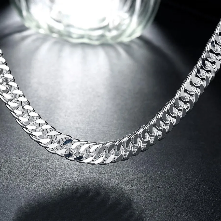 Authentic Noble Width 6MM Solid Chain 925 Sterling Silver Necklaces for Women Men Charm Jewelry Wedding Party 50/55/60cm