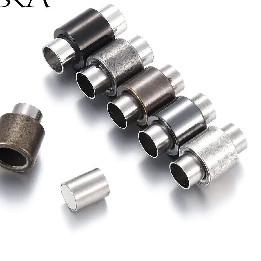 Authentic Magnetic Clasps Column Hole 6mm Leather Cord Clasp Bracelet Magnet Buckle DIY Supply Jewelry Making Accessories