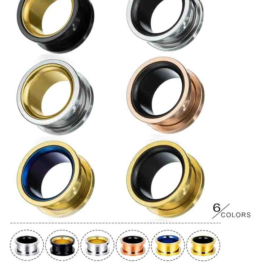 Authentic 2Pc Double Flared Ear Gauges Tunnels Plugs Flesh Expander Earrings Body Piercing Jewelry for Women Men 2G-13/16"
