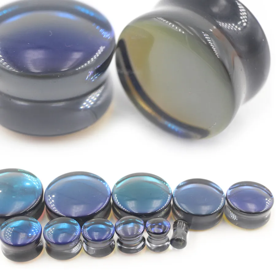 Authentic Alisouy 1Pc 6Mm- 30Mm Black Round Glass Solid Flared Ear Plugs Tunnel Guages Stretcher Expander Earrings Piercing Body Jewelry