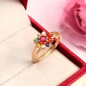 Authentic Celestial Harmony: The Navaratna 18k Gold-Plated Silver Ring