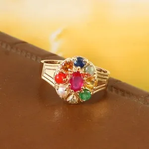 Authentic The Celestial Harmony Navaratna Ring in 18k Gold-Plated Silver