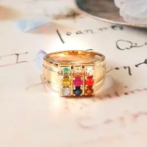 Authentic The Nine Celestial Guardians Ring — Natural Navaratna Talisman in 18k Gold-Plated Silver