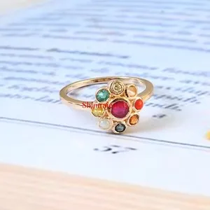 Authentic Celestial Navaratna: 18k Gold‑Plated Silver Ring of Cosmic Harmony