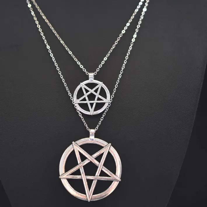 Authentic 1Pc Witchcraft Satan Pentagram Lucky Amulet Pendant Women Necklaces Wicca Star Pentacle Grunge Statement Men Collares Jewelry