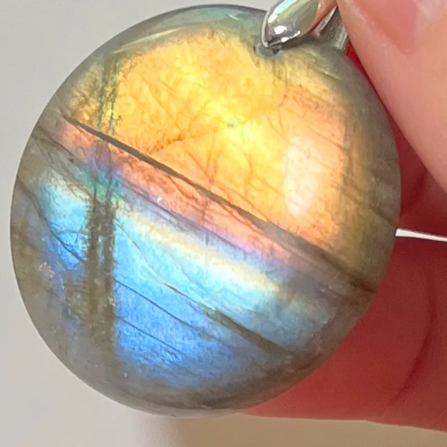 Authentic Pink Pendant Natural Stone Irregular Shape Bead Blue Labradorite Pendant Jewelry 1Pcs