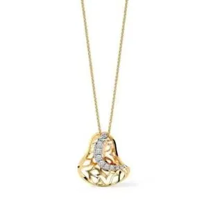 Authentic Women's Wedding Bell Pendant 1 Ct Round Simulated Diamond 14K Yellow Gold Plated