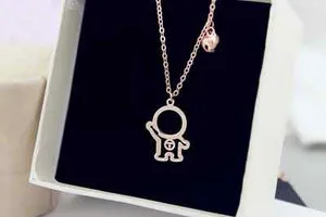 Authentic Adorable! "Doraemon Astronaut Bell" Pendant Rose Gold Plated Necklace