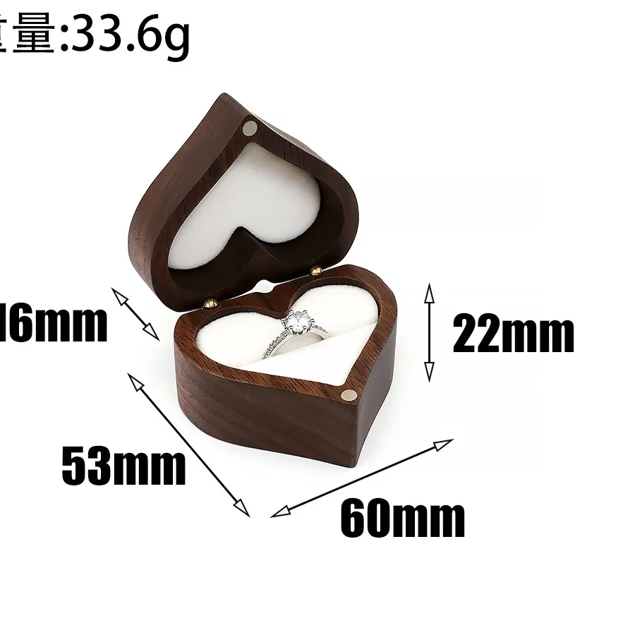 Authentic Customizable Proposal Box, Black Walnut Couple Rings, Love Ring Box, Wedding Box, Collectible Memorial Box, Jewellery Box, Stor