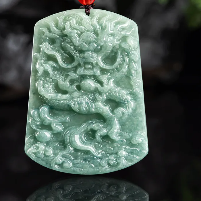Authentic The Ice Dragon of Abundance A-Grade Jadeite Talisman