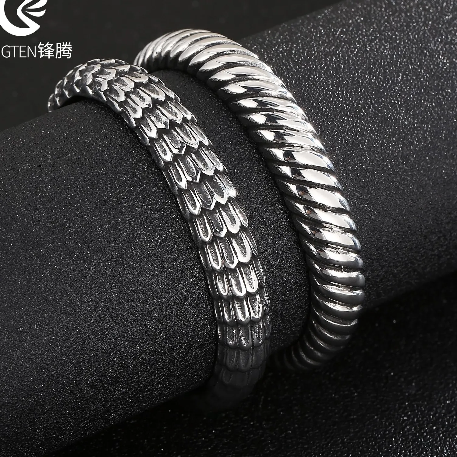 Authentic Fongten Elegant Deep Sea Threaded Bracelet For Men Mighty Dragon Scale Bracelet Rock Jewelry Party Gifts