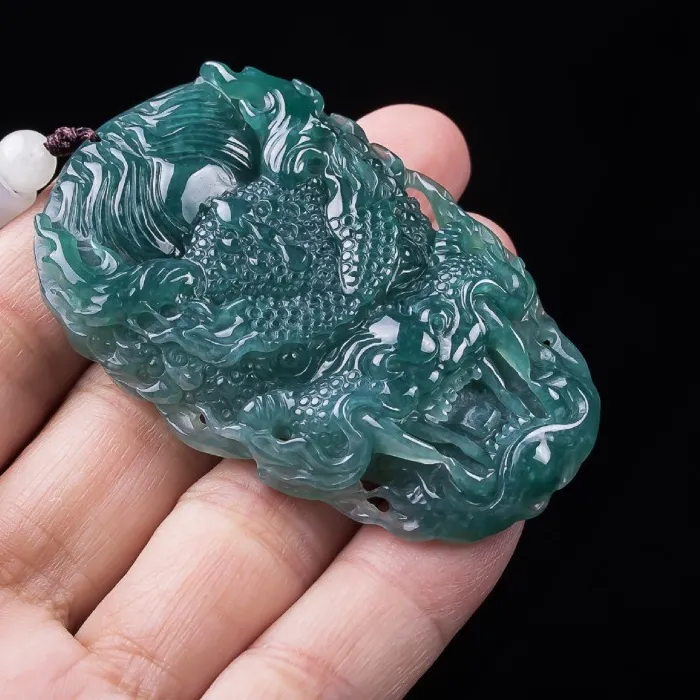 Authentic Dragon's Breath: Jade Zodiac Pendant for Courage and Protection