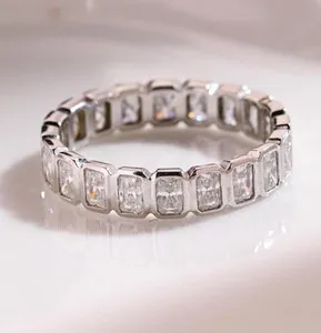 Authentic Radiant Celestial Halo Moissanite Bezel Band