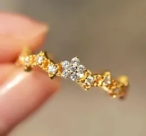 Authentic Round Cut Simulated Diamond Women's Stunning Wedding Ring 14K Yellow Gold Plated