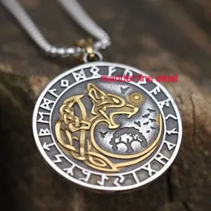 Authentic The Northern Vanguard: Gold-Plated Vegvisir and Wolf Rune Talisman